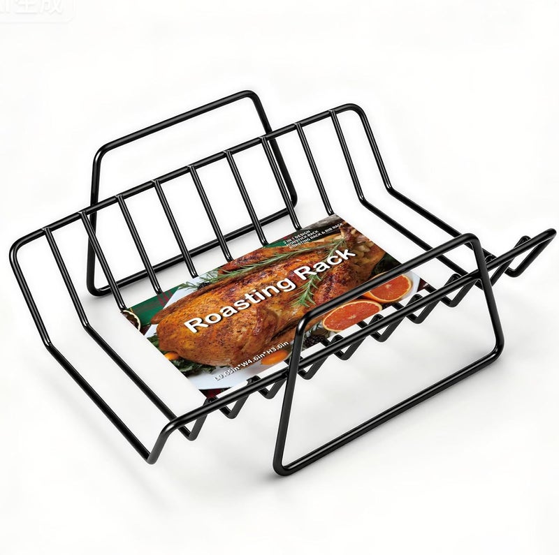 GESTONE Roasting Rack for Turkey, Non-Stick Safe Coating Heavy-duty Turkey Rack for Roasting Pan, 2-in-1 Rib Rack for Smoker Grill, Roasting Rack Insert for Smokers, Oven Cooking - Image 1
